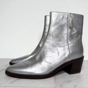 Madewell The Darcy Silver Leather Bootie 9 1/2